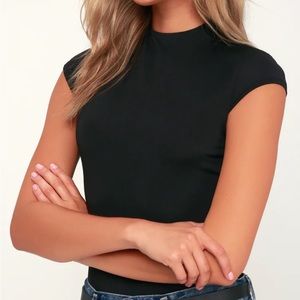 NWT Black Funnel Neck Bodysuit Lulus Basics